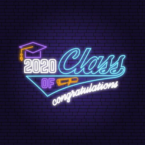 Class of 2025 neon bright signboard light banner Vector Image