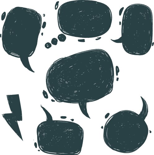 Set of hand drawn speech bubbles communication Vector Image