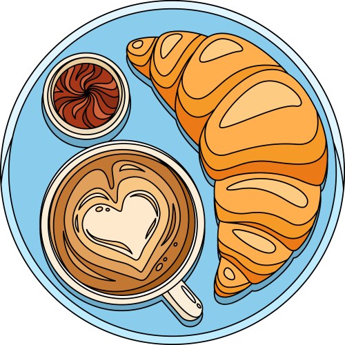 Breakfast flat Royalty Free Vector Image - VectorStock