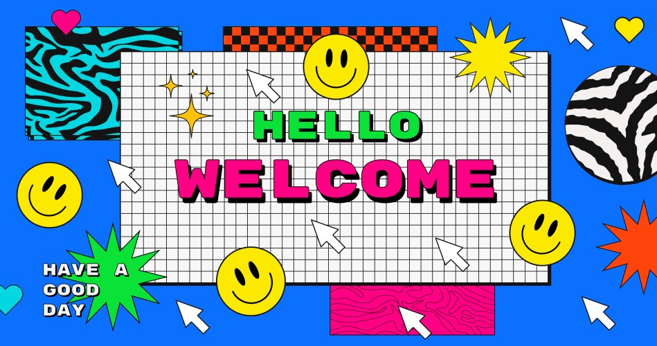 Cool trendy hello greeting cute abstract Vector Image