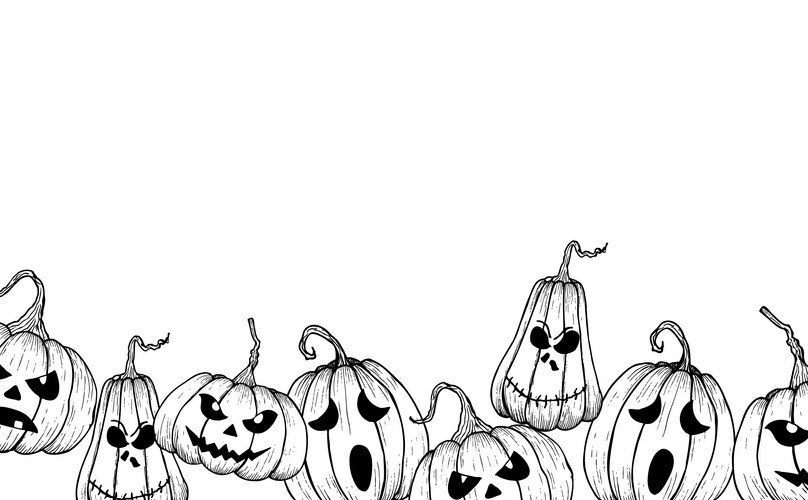 Scary Black-Eyed Pumpkins Vector Image
