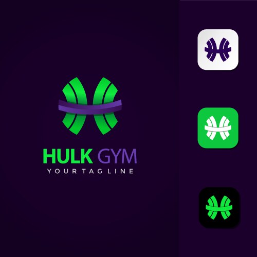 Hulk gym logo design premium template Vector Image