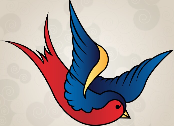 Old School Swallow Tattoo Vector Image