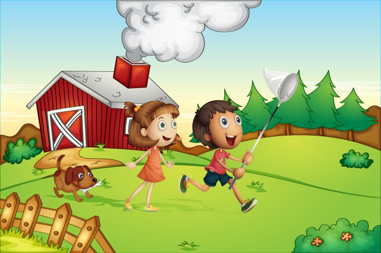 Farm kids Royalty Free Vector Image - VectorStock