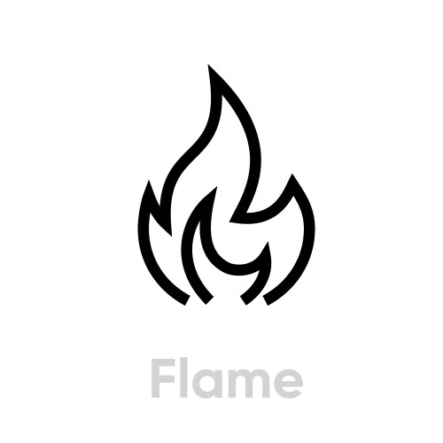 Flame Icon - Editable Line Art Vector Image