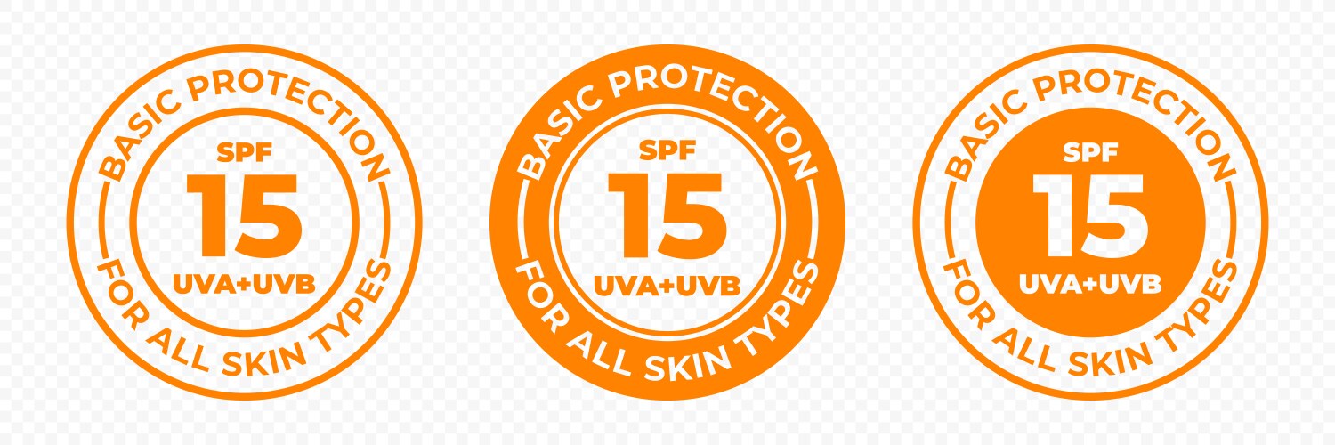 spf 15 sun protection uva and uvb icons vector image