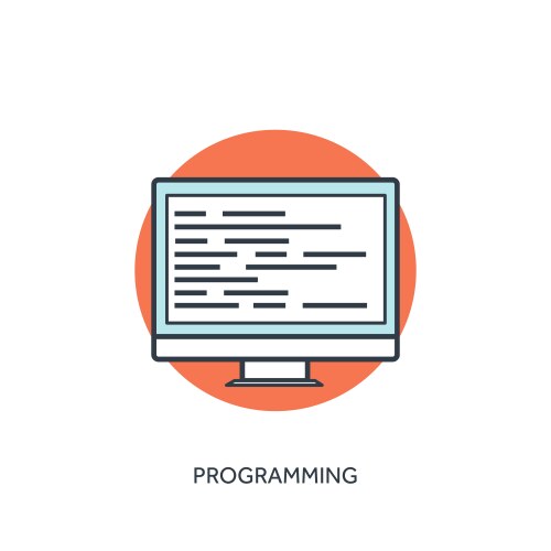 Coding and programming icon with lined computer vektorbild