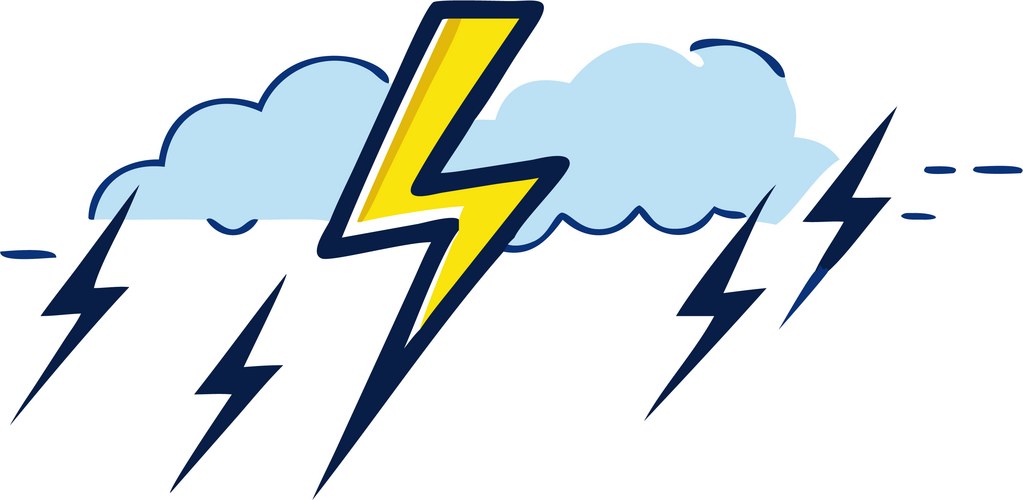 Dramatic Lightning Storm Mountains – Royalty-Free Vector | VectorStock