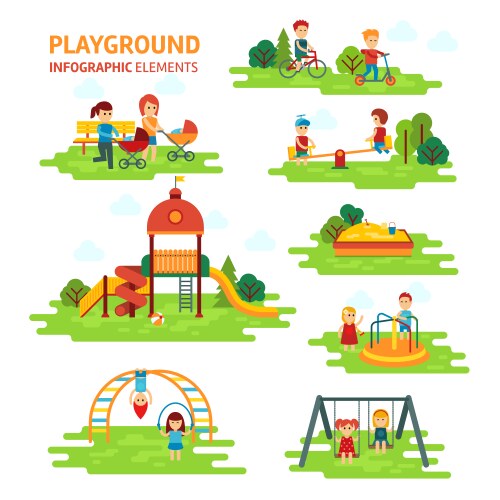 Rest in the park map infographic elements flat Vector Image