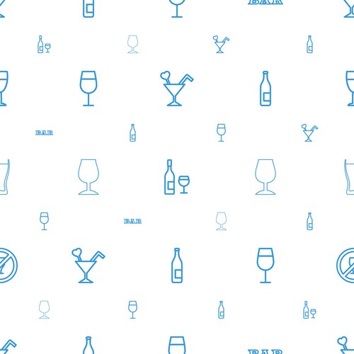 Alcohol icons pattern seamless white background – Free Vector | VectorStock