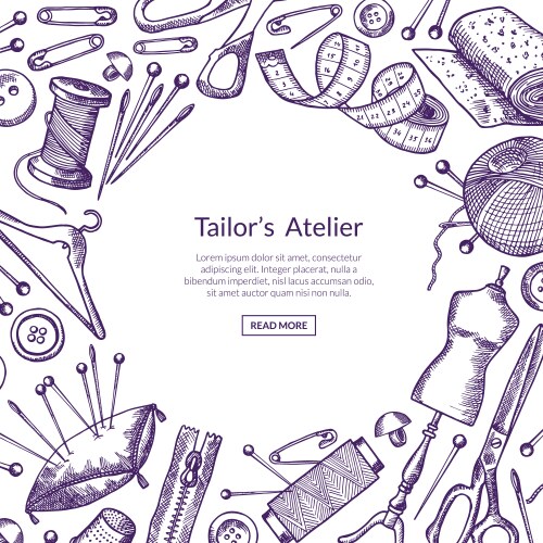 Set of hand drawn sewing elements Royalty Free Vector Image