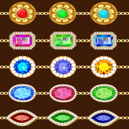 Seamless pattern gold jewelry pendants beads Vector Image