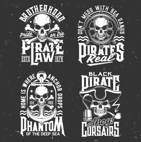 Pirate Skull & Bones T-Shirt Print Vector Image