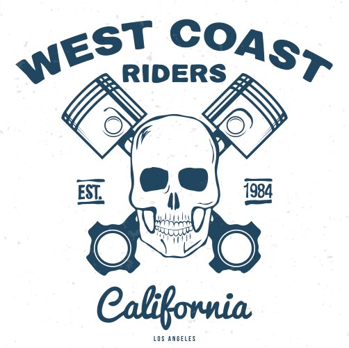 Skull Pistons Motorcycle Tee Vector Image