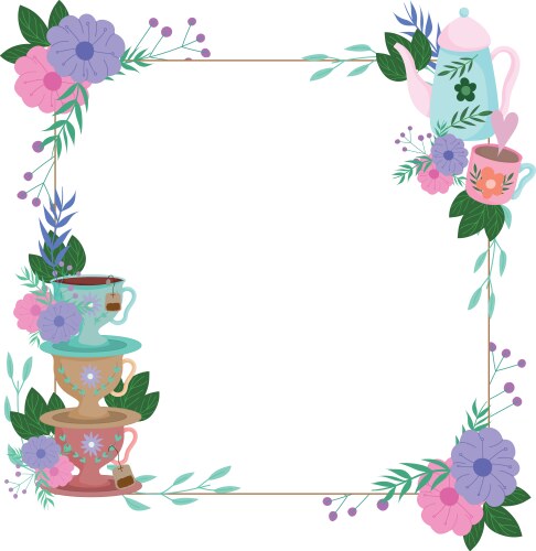 Floral Tea Party Border – Royalty-Free Vector | VectorStock