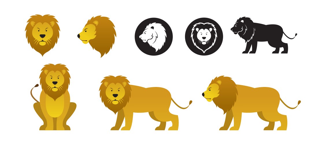 Lion set vector image