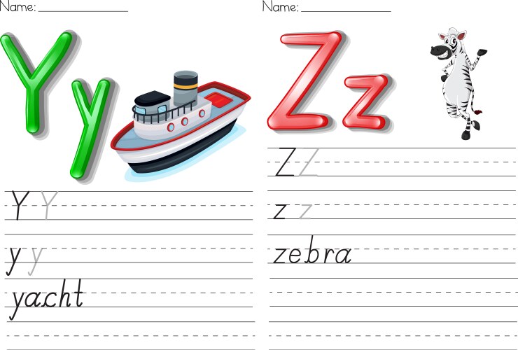 Alphabet Worksheet for Kids Vector Image