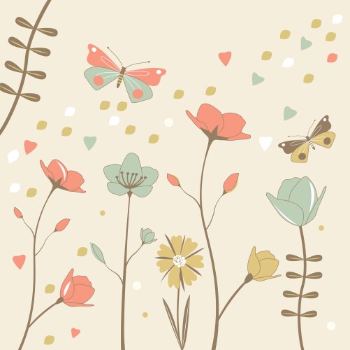 Flower field butterflies Royalty Free Vector Image
