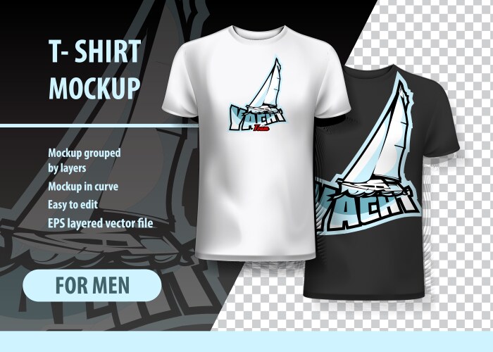 T-shirt mockup with yacht phrase in two colors vector image