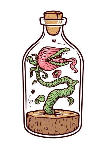 Monster plant in a bottle Vector Image