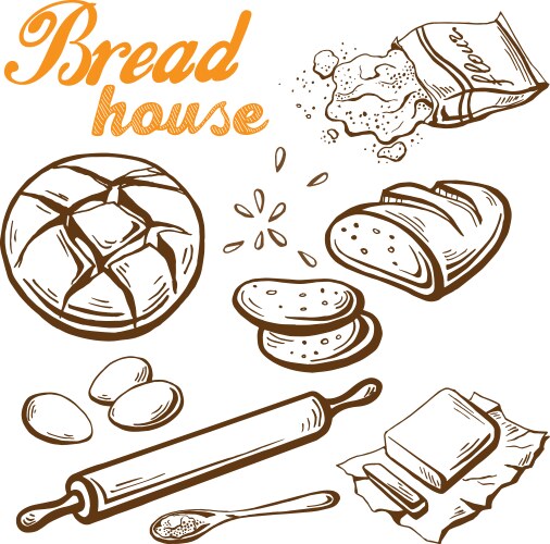 Bread set hand drawn Royalty Free Vector Image