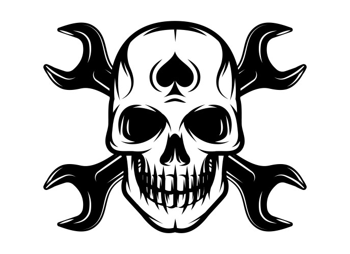 Monochrome image on motorcycle theme with skull Vector Image