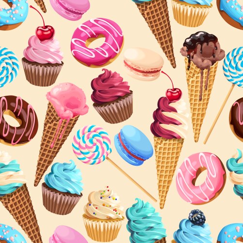 Seamless pattern with sweets Royalty Free Vector Image