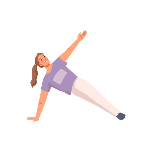 woman doing sport exercises workout plank on hand vector image