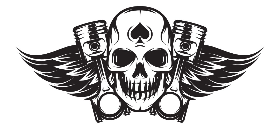 Motorcycle Skull with Wings Vector Image