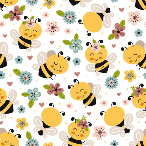 Bee seamless pattern Royalty Free Vector Image