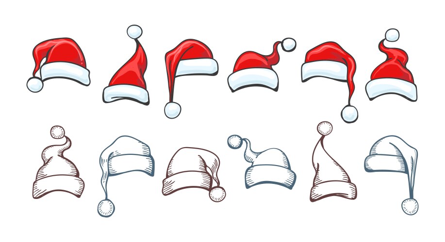 Christmas Hat Sketches Vector Image