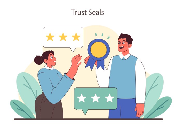 Trust seals concept awarding excellence vector image