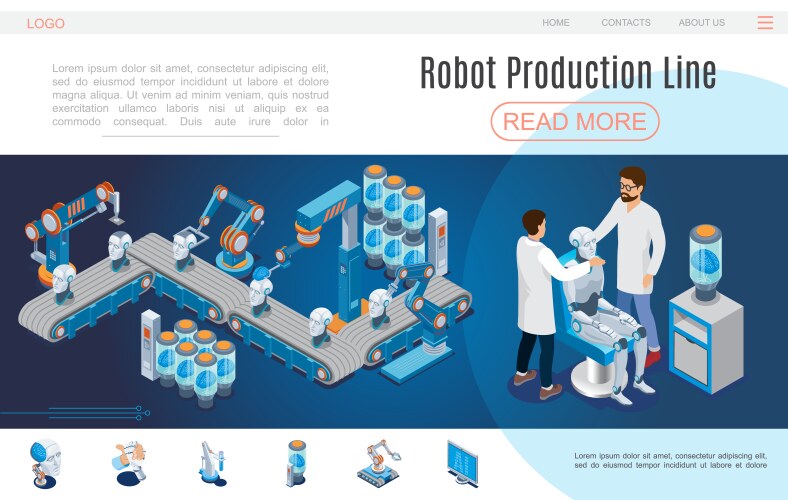 isometric artificial intelligence website template vector image