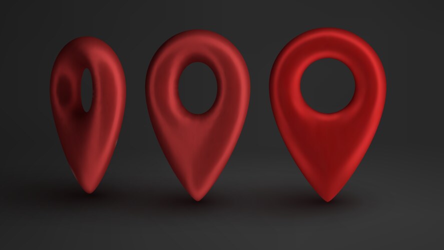 Red map pointer isolated on black background find vector image