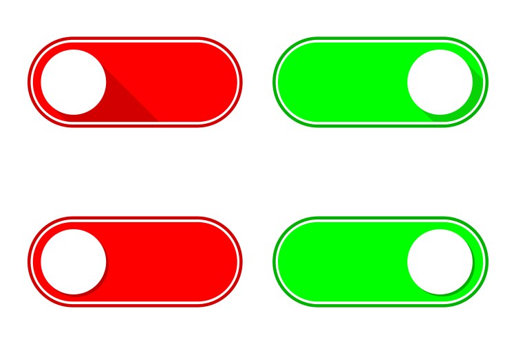 Set of green on and red off toggle switch buttons vector image