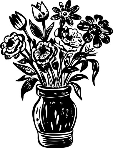 Elegant Floral Vase Sketch Vector Image