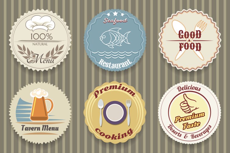 restaurant menu labels vector