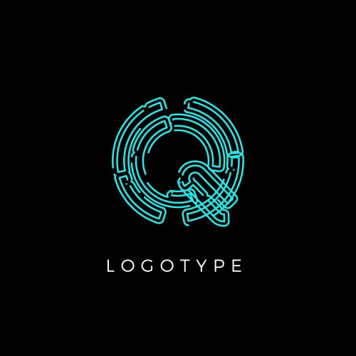 cyber letter q for digital technology logo concept vector image