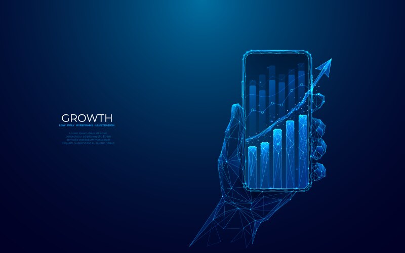 abstract graph chart on a mobile phone screen vector