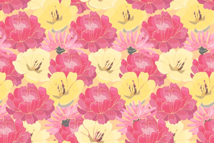 floral seamless pattern with peony camelia vector image