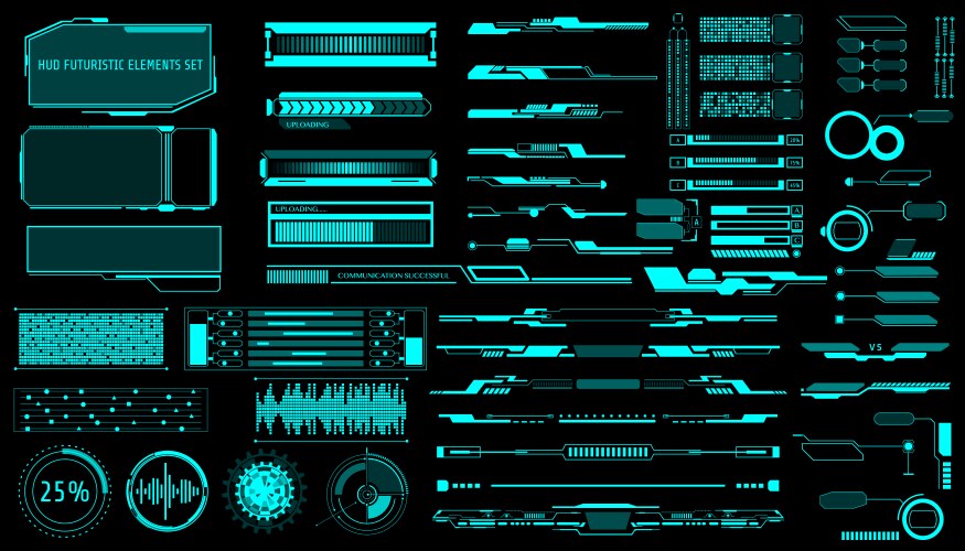 Hud futuristic info boxes and interface borders Vector Image