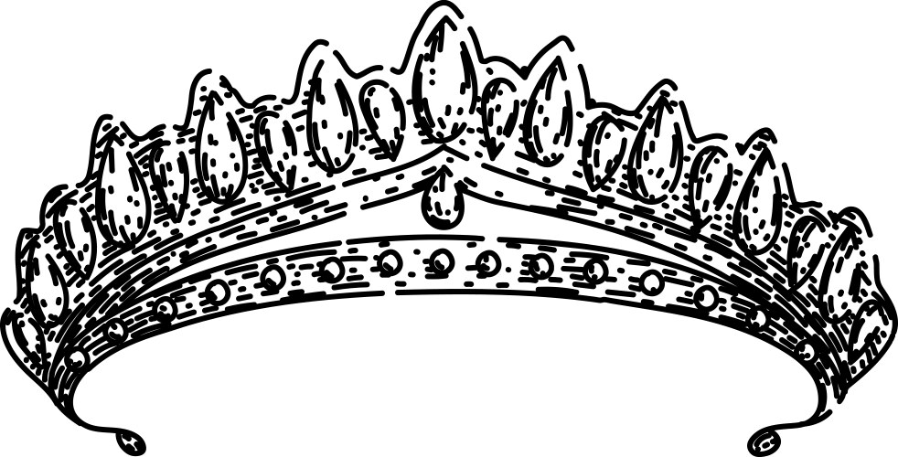 Gold crown queen sketch hand drawn Vector Image