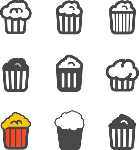 Different popcorn icons set – Royalty-Free Vector | VectorStock