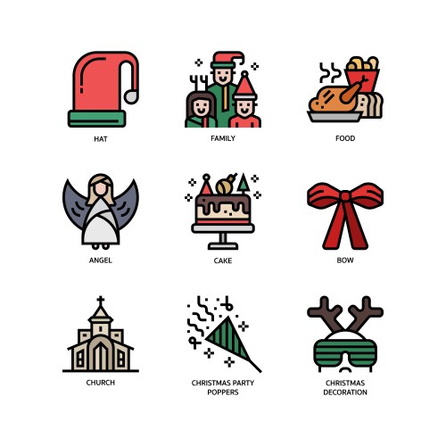 christmas icon set 4 vector image