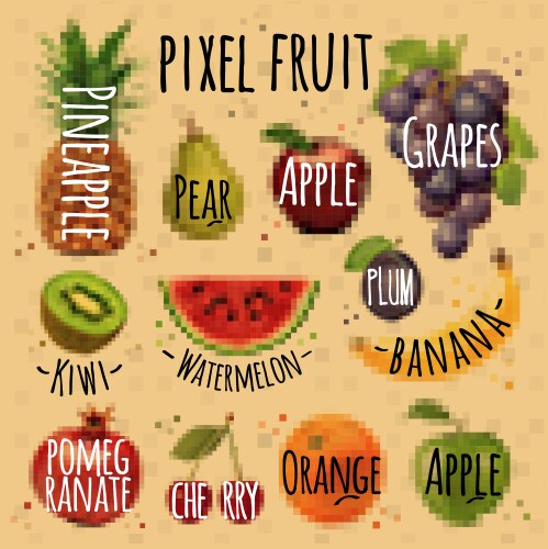 Pixel Fruit Art Vector Image