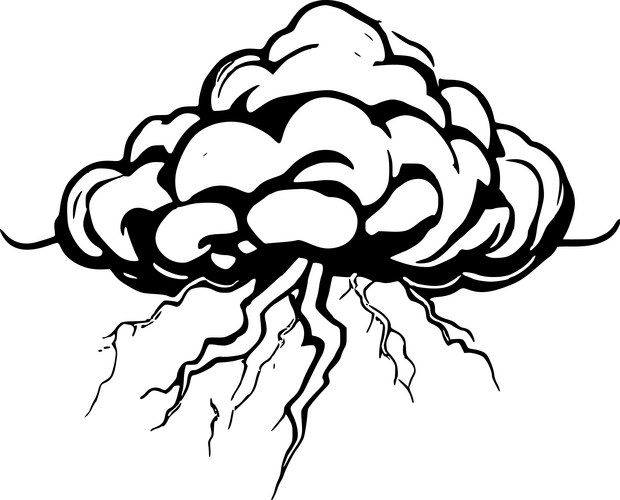 Dramatic Cloud Lightning Sketch Vector Image