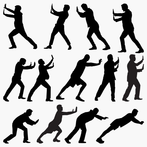 Pushing Silhouettes - Shopping Action Vector Image