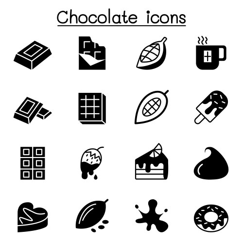 cacao chocolate cocoa icon set graphic design vector