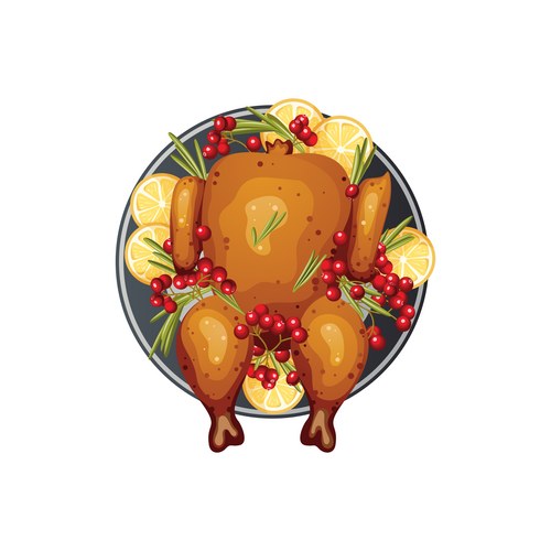 Roasted Turkey Dinner Vector Image