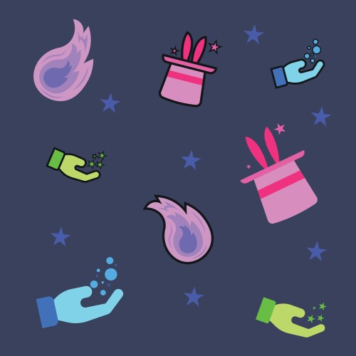Colored pattern background with different magic vector image